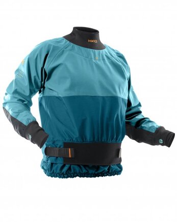 hiko dry top showne in two shades of blue with neoprene cuffs and neck